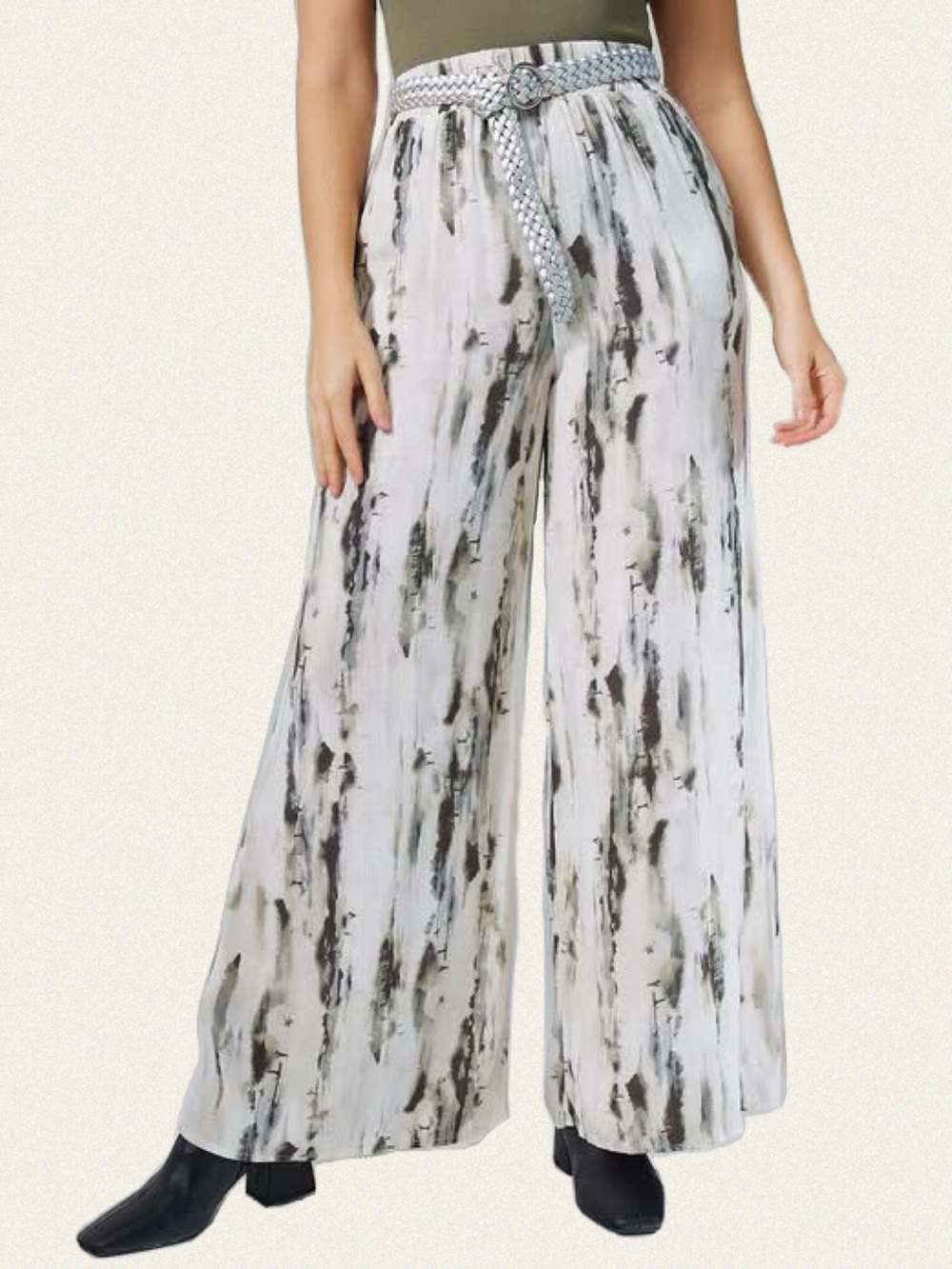 Final Touch Abstract Print Wide Leg Pants